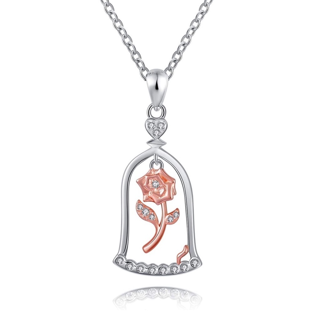 Beauty and the Beast Enchanted Rose Necklace